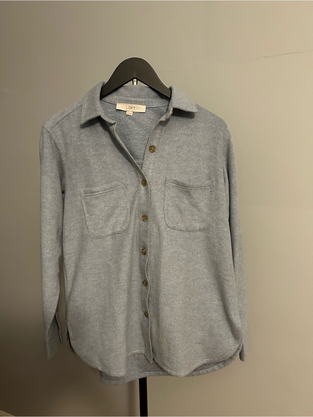 LOFT Light Blue Button-Up Pocket Shacket